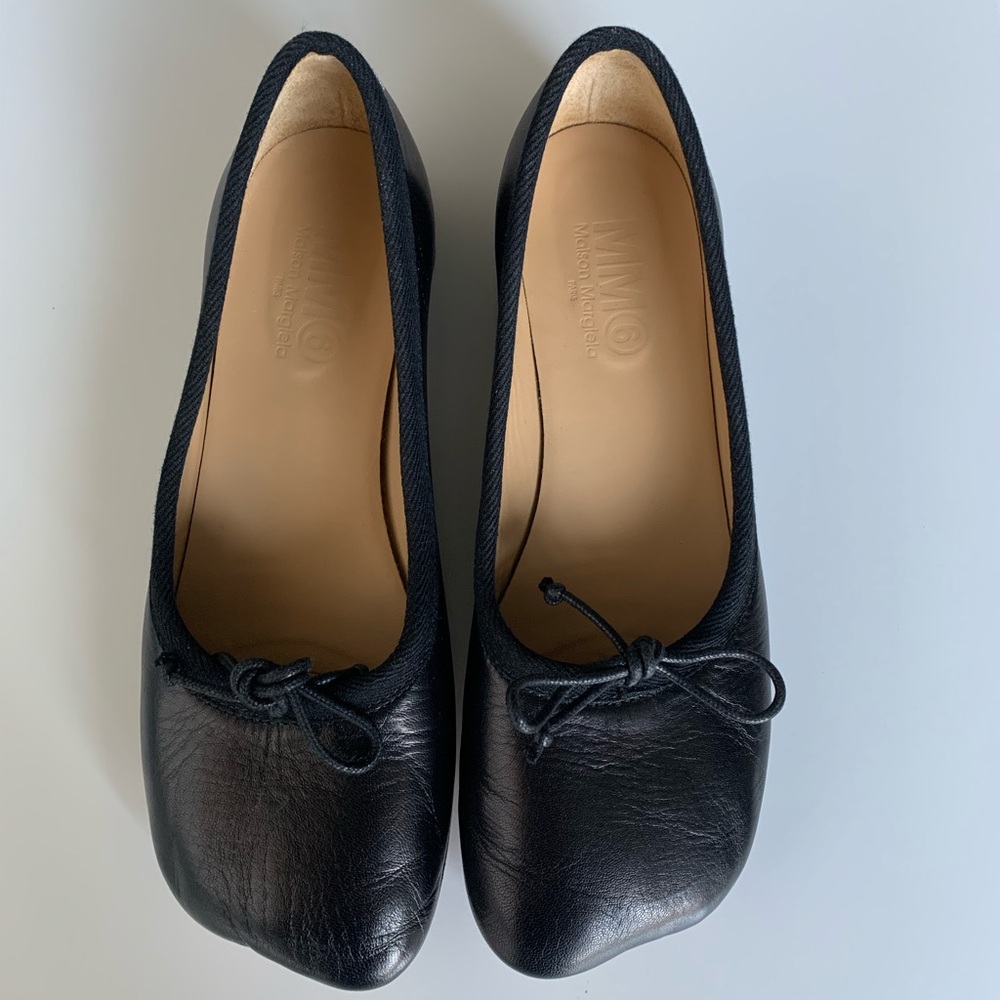 MM6 Maison Martin Margiela Black Anatomic Classic Ballerina Flats